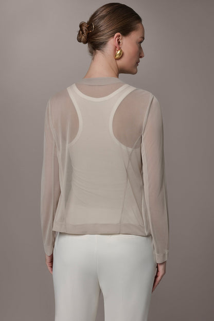 Donna Karan CHIFFON PANELED ONE BUTTON JACKET