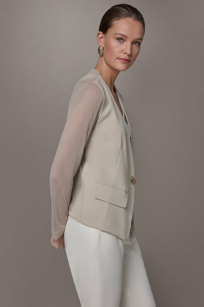 Donna Karan CHIFFON PANELED ONE BUTTON JACKET