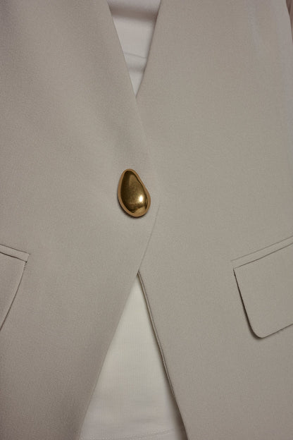 Donna Karan CHIFFON PANELED ONE BUTTON JACKET