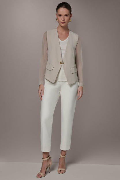 Donna Karan CHIFFON PANELED ONE BUTTON JACKET