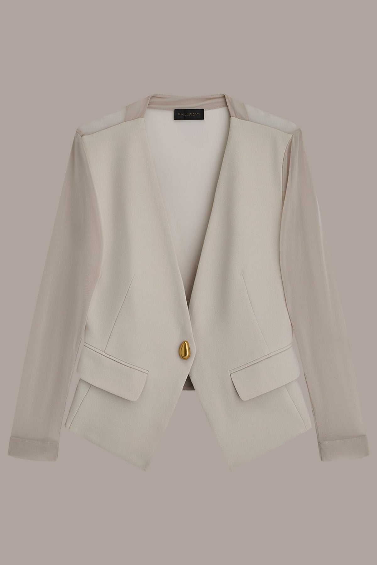 Donna Karan CHIFFON PANELED ONE BUTTON JACKET