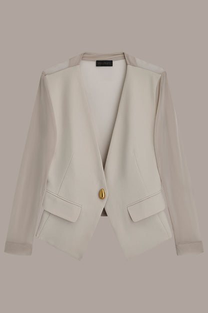 Donna Karan CHIFFON PANELED ONE BUTTON JACKET