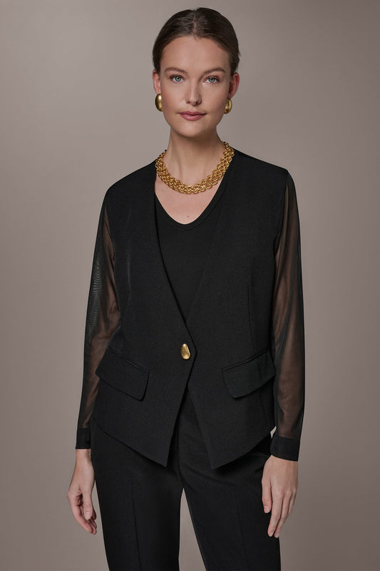 Donna Karan CHIFFON PANELED ONE BUTTON JACKET