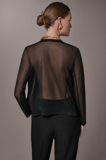Donna Karan CHIFFON PANELED ONE BUTTON JACKET
