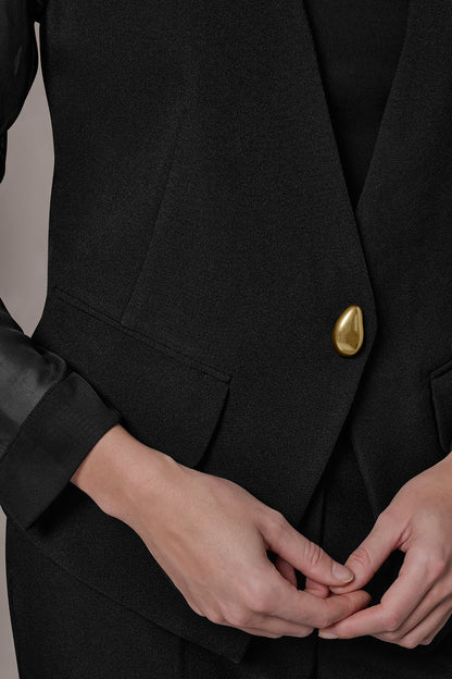 Donna Karan CHIFFON PANELED ONE BUTTON JACKET