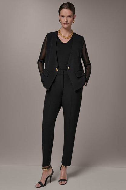 Donna Karan CHIFFON PANELED ONE BUTTON JACKET