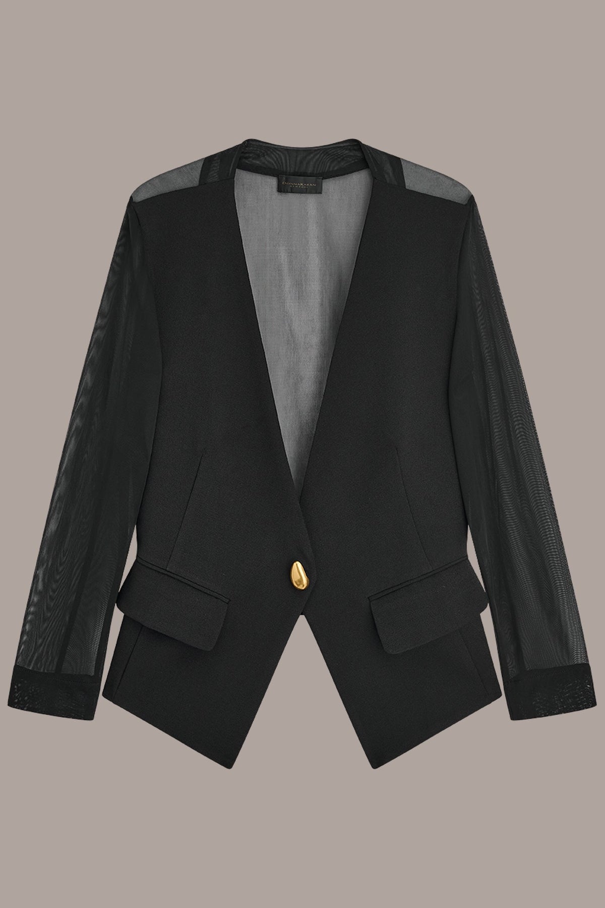 Donna Karan CHIFFON PANELED ONE BUTTON JACKET
