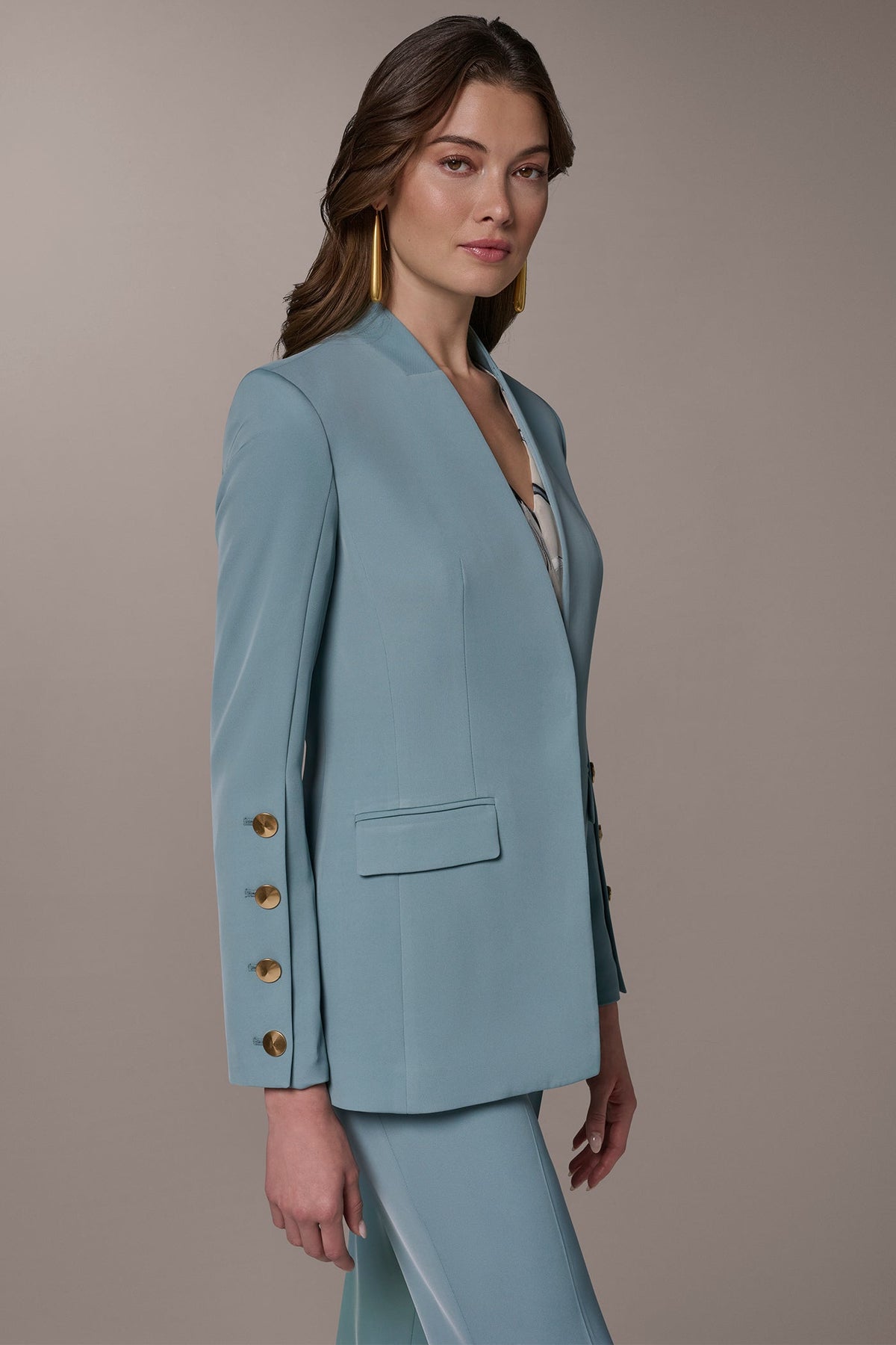 Donna Karan BUTTON SLEEVE SUIT BLAZER
