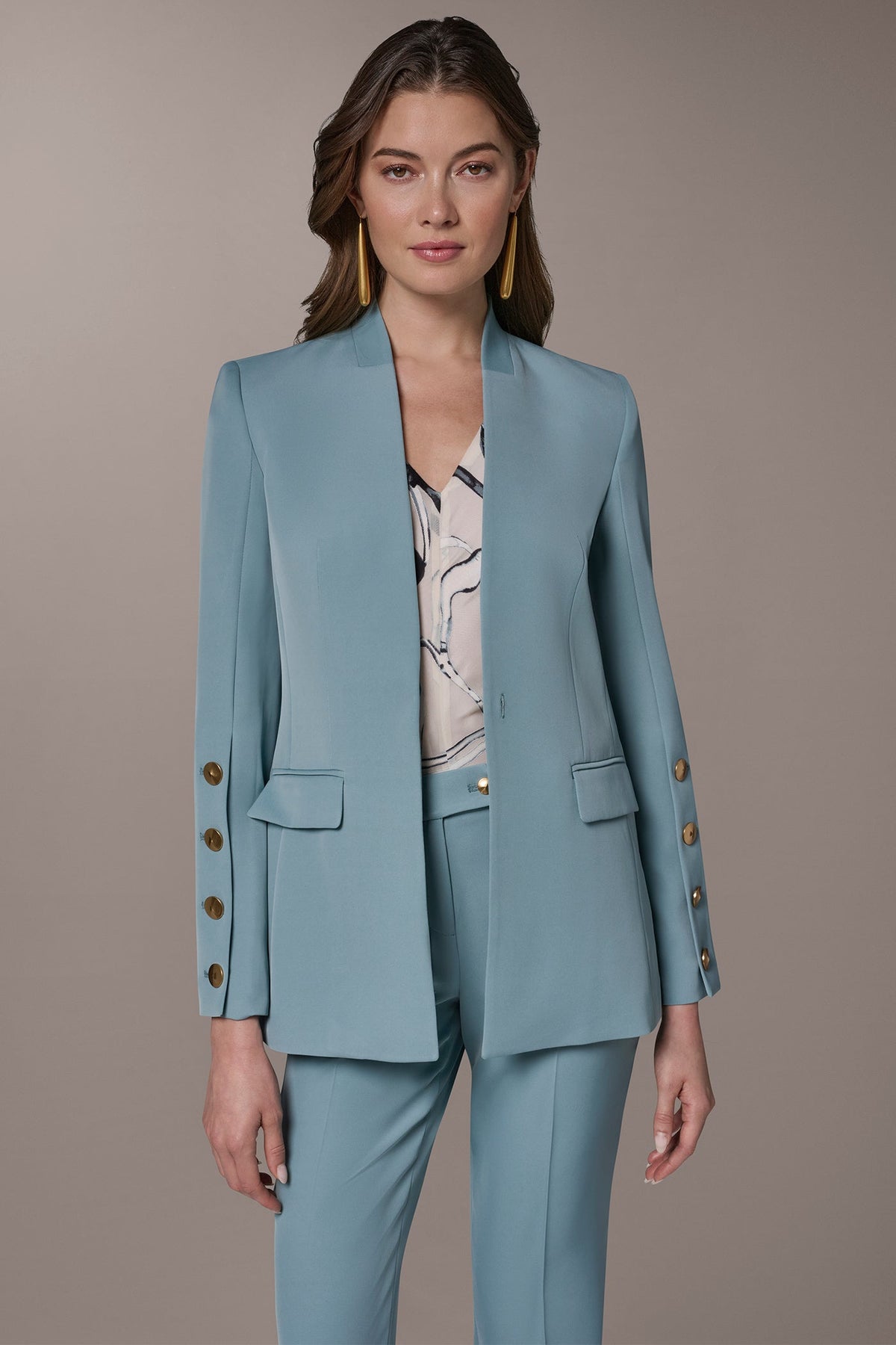 Donna Karan BUTTON SLEEVE SUIT BLAZER