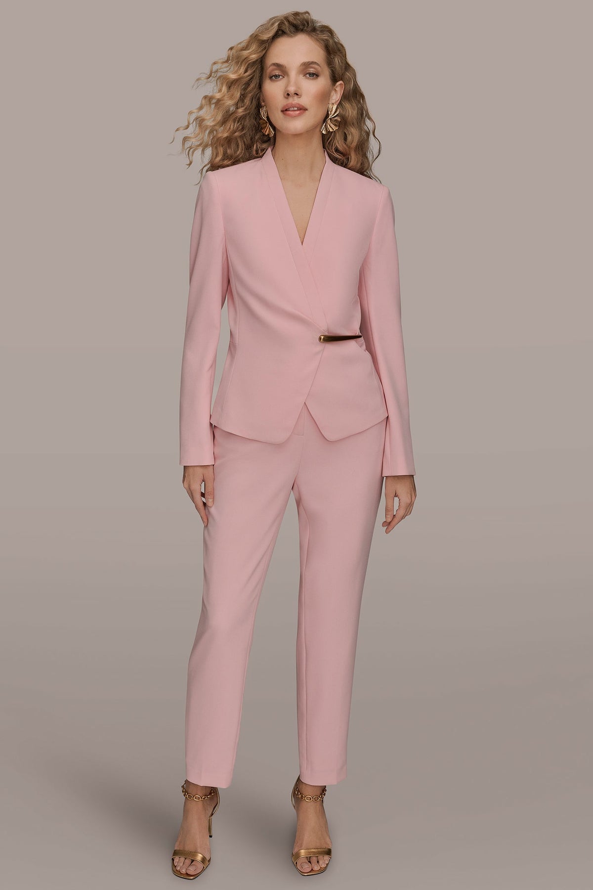 Donna Karan BAR-EMBELLISHED WRAP BLAZER