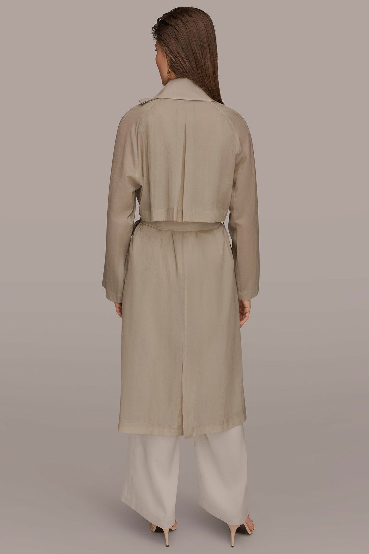 Donna Karan DRAPED DOUBLE-BREASTED TRENCH COAT