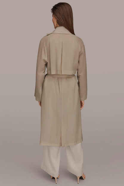 Donna Karan DRAPED DOUBLE-BREASTED TRENCH COAT