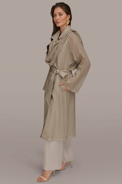 Donna Karan DRAPED DOUBLE-BREASTED TRENCH COAT