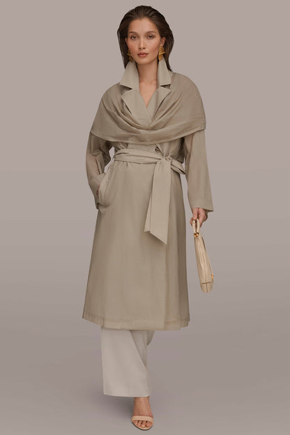 Donna Karan DRAPED DOUBLE-BREASTED TRENCH COAT