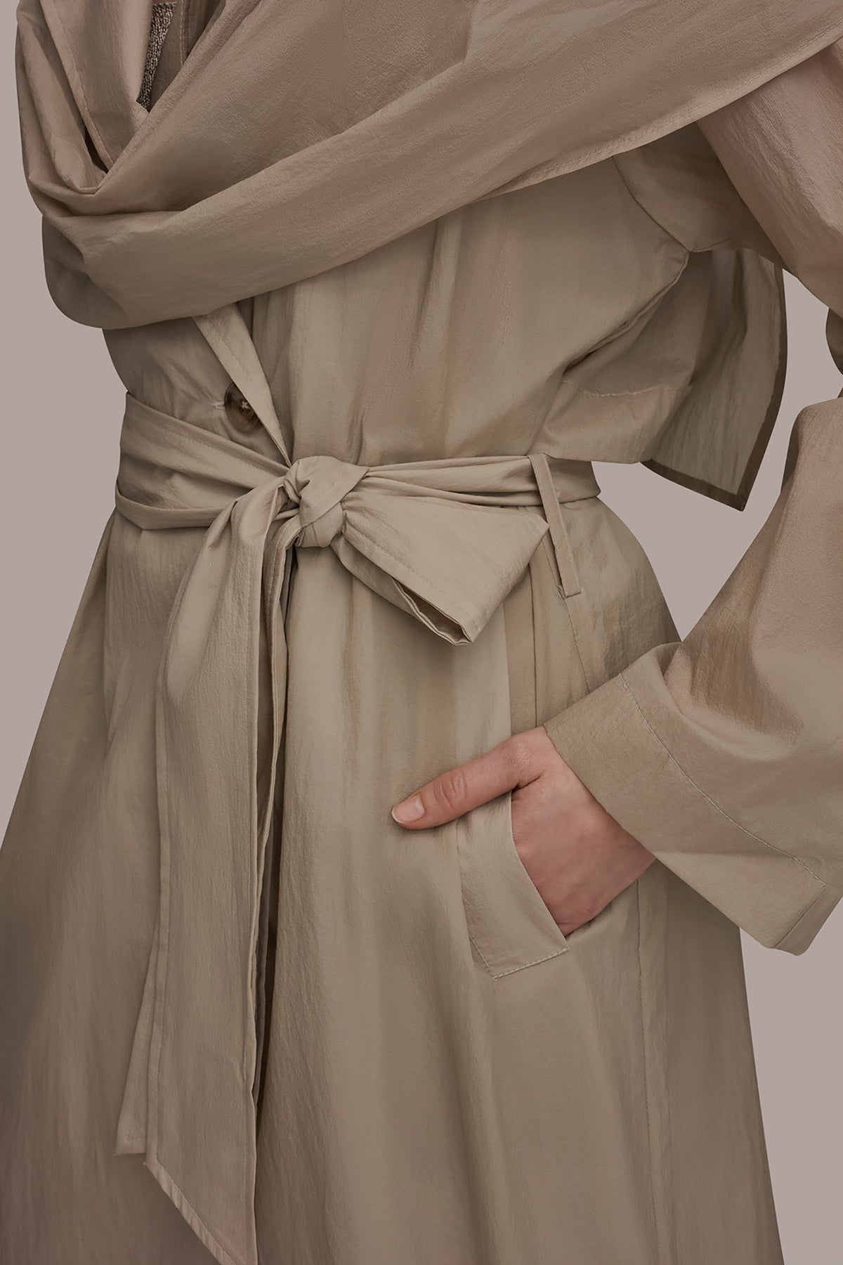 Donna Karan DRAPED DOUBLE-BREASTED TRENCH COAT