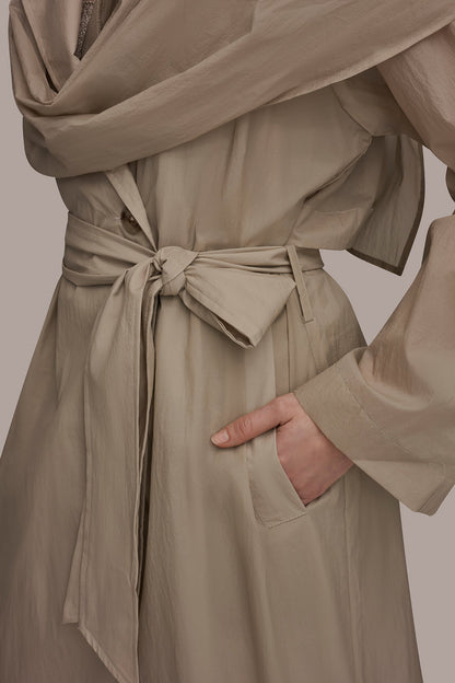 Donna Karan DRAPED DOUBLE-BREASTED TRENCH COAT