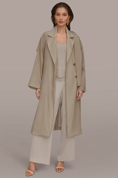 Donna Karan DRAPED DOUBLE-BREASTED TRENCH COAT