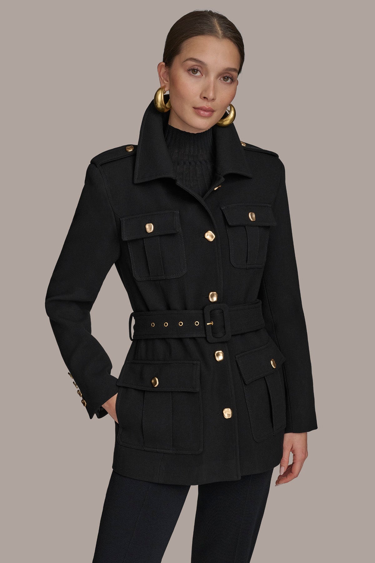 Donna Karan BELTED MILITARY BLAZER