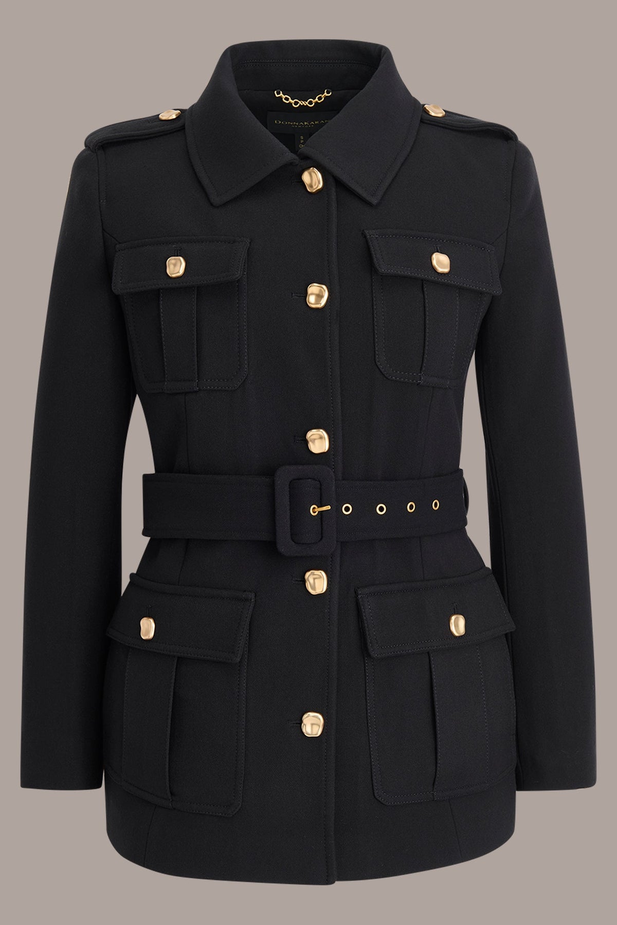 Donna Karan BELTED MILITARY BLAZER
