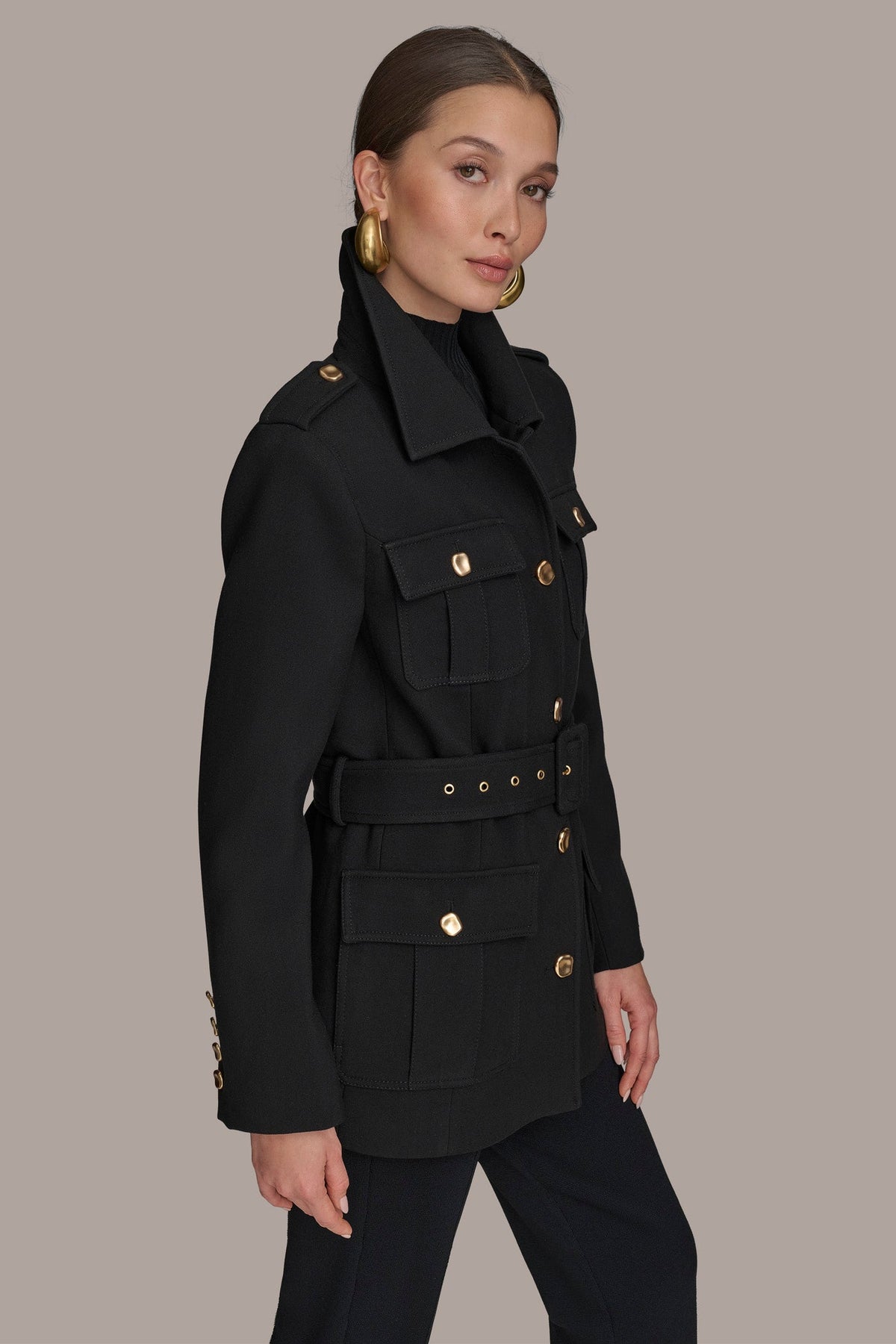 Donna Karan BELTED MILITARY BLAZER