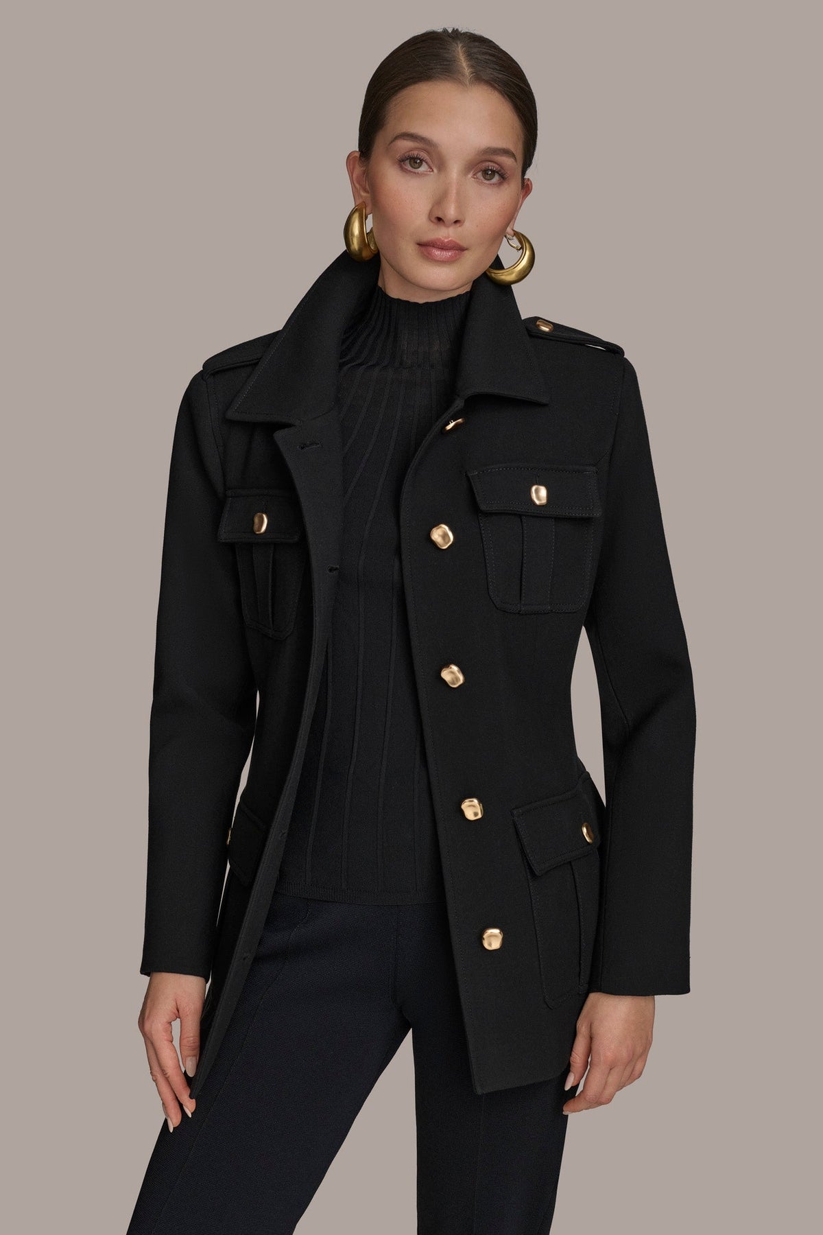 Donna Karan BELTED MILITARY BLAZER