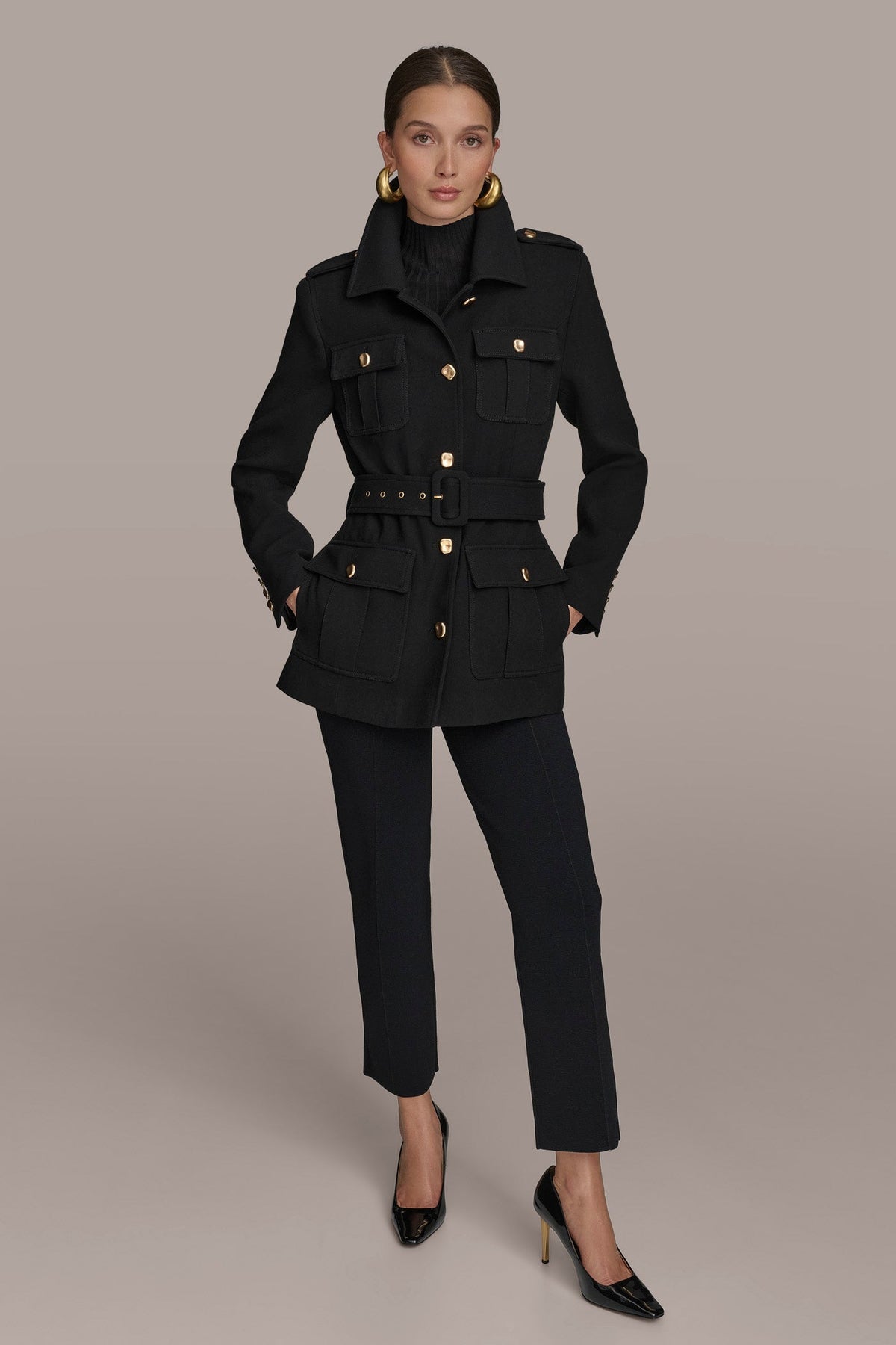 Donna Karan BELTED MILITARY BLAZER