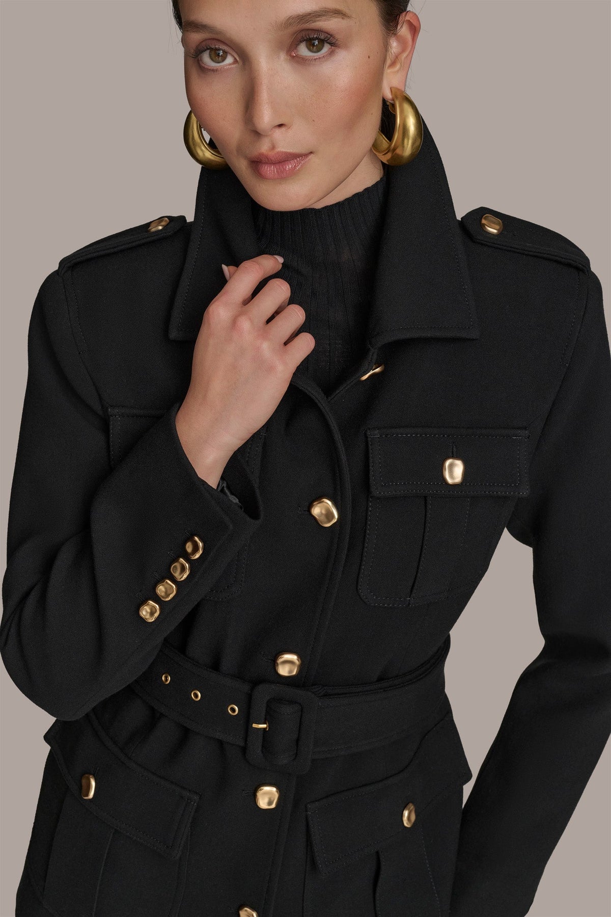 Donna Karan BELTED MILITARY BLAZER