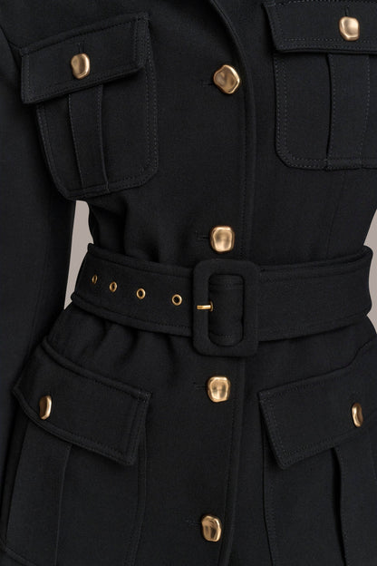 Donna Karan BELTED MILITARY BLAZER