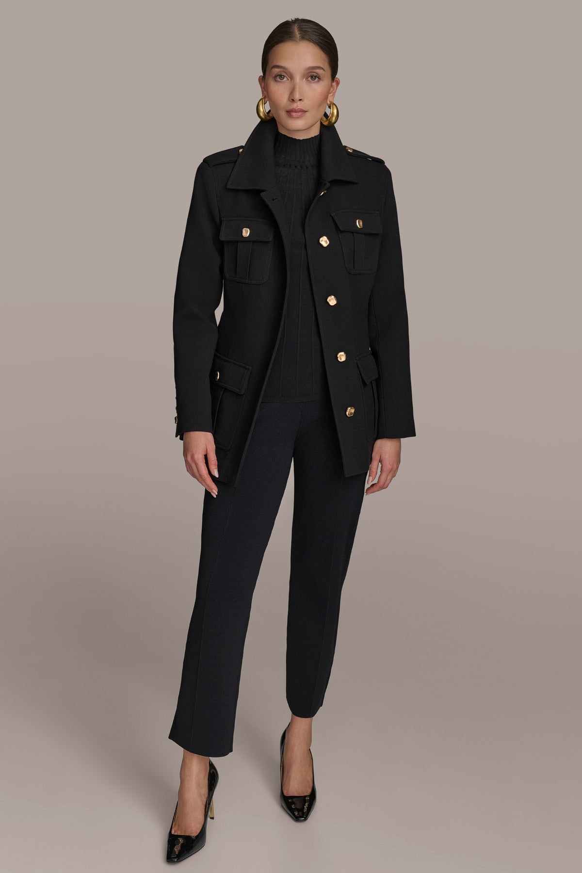 Donna Karan BELTED MILITARY BLAZER