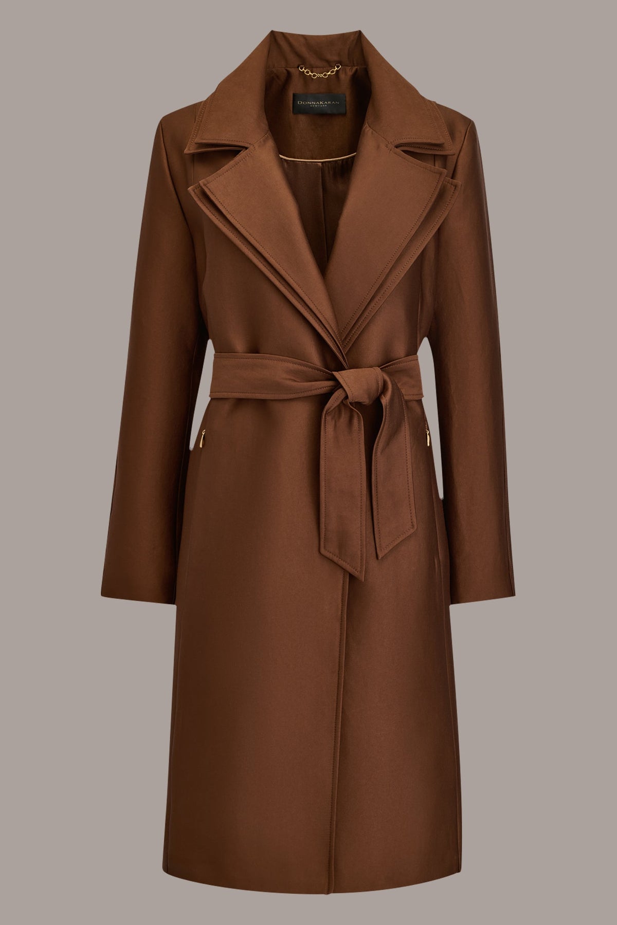 Donna Karan DOUBLE COLLAR SATIN TRENCH COAT