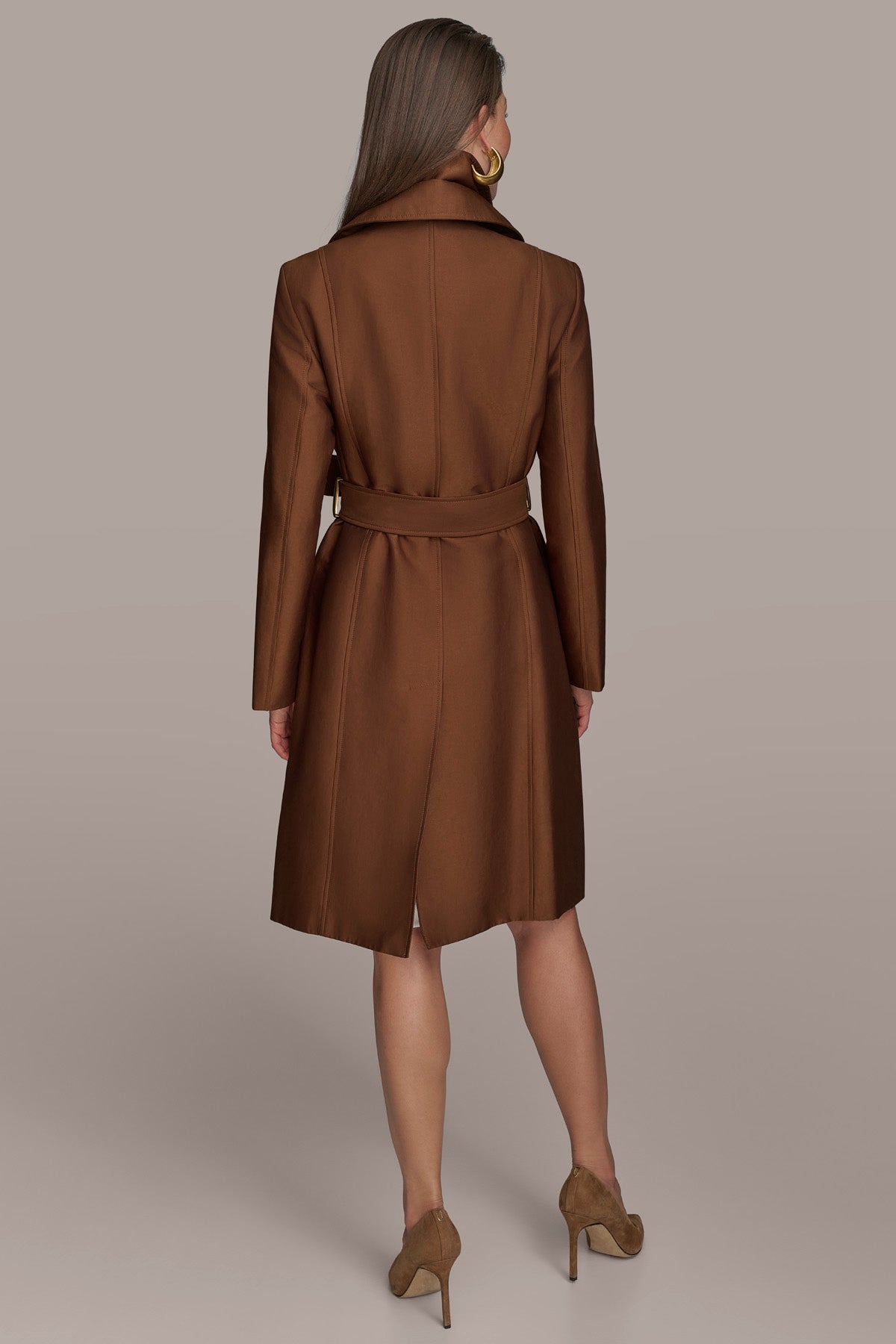 Donna Karan DOUBLE COLLAR SATIN TRENCH COAT