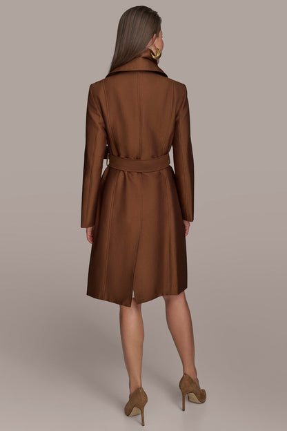 Donna Karan DOUBLE COLLAR SATIN TRENCH COAT