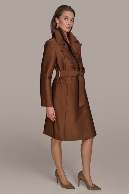 Donna Karan DOUBLE COLLAR SATIN TRENCH COAT