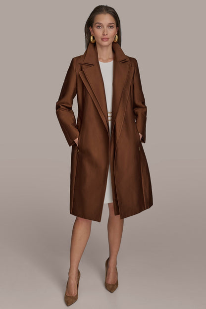 Donna Karan DOUBLE COLLAR SATIN TRENCH COAT