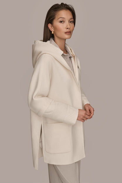 Donna Karan HOODED WOOL-BLEND CAPE COAT