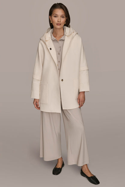 Donna Karan HOODED WOOL-BLEND CAPE COAT