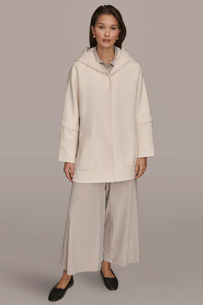 Donna Karan HOODED WOOL-BLEND CAPE COAT