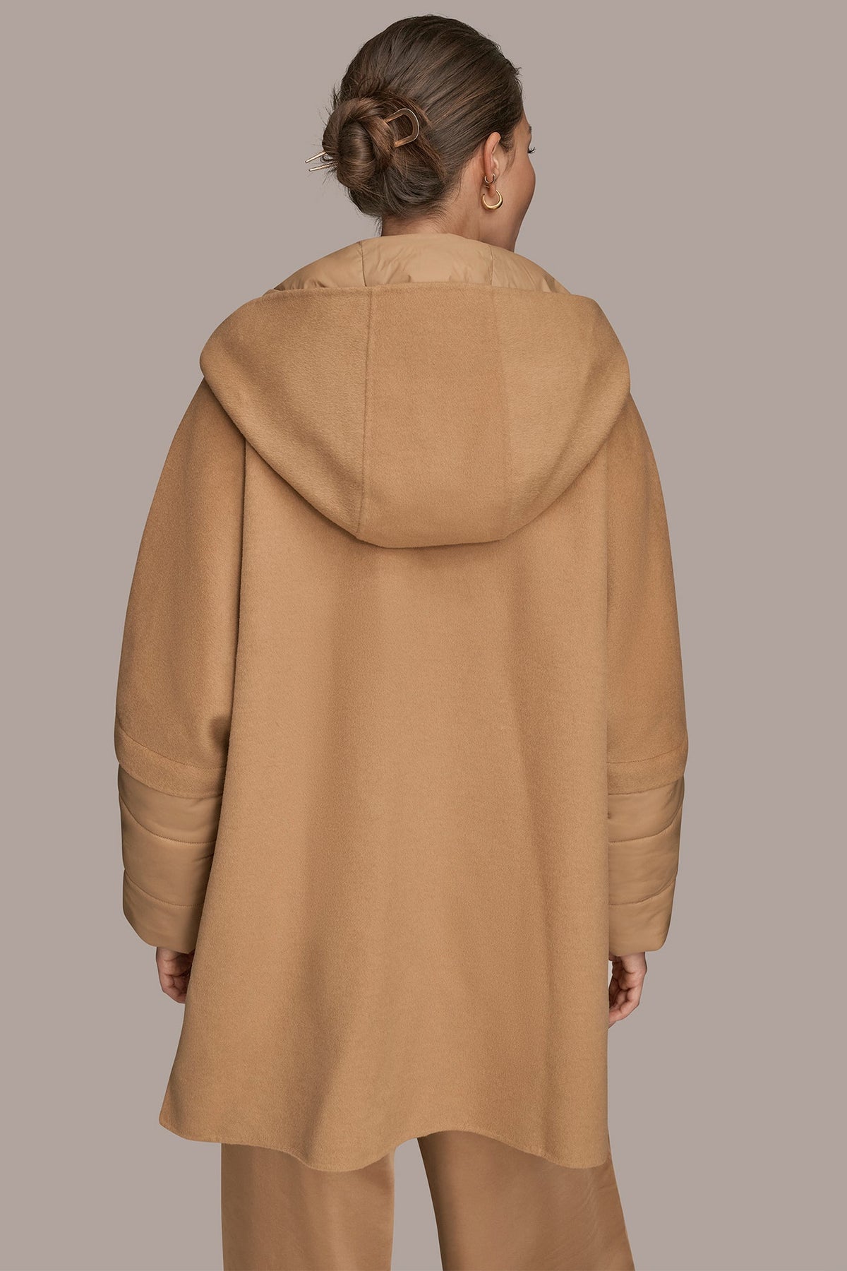 Donna Karan HOODED WOOL-BLEND CAPE COAT
