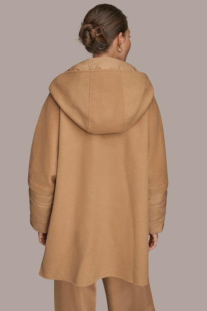 Donna Karan HOODED WOOL-BLEND CAPE COAT