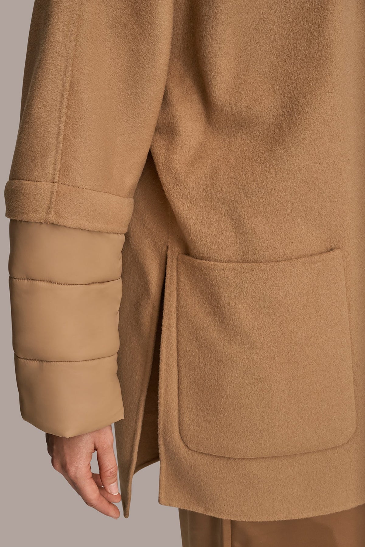 Donna Karan HOODED WOOL-BLEND CAPE COAT