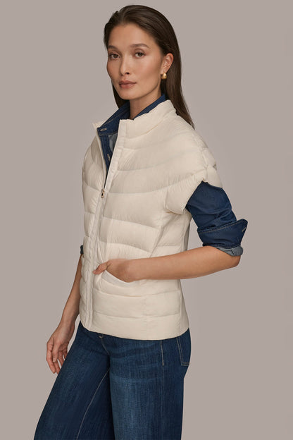 Donna Karan CAP SLEEVE PUFFER VEST