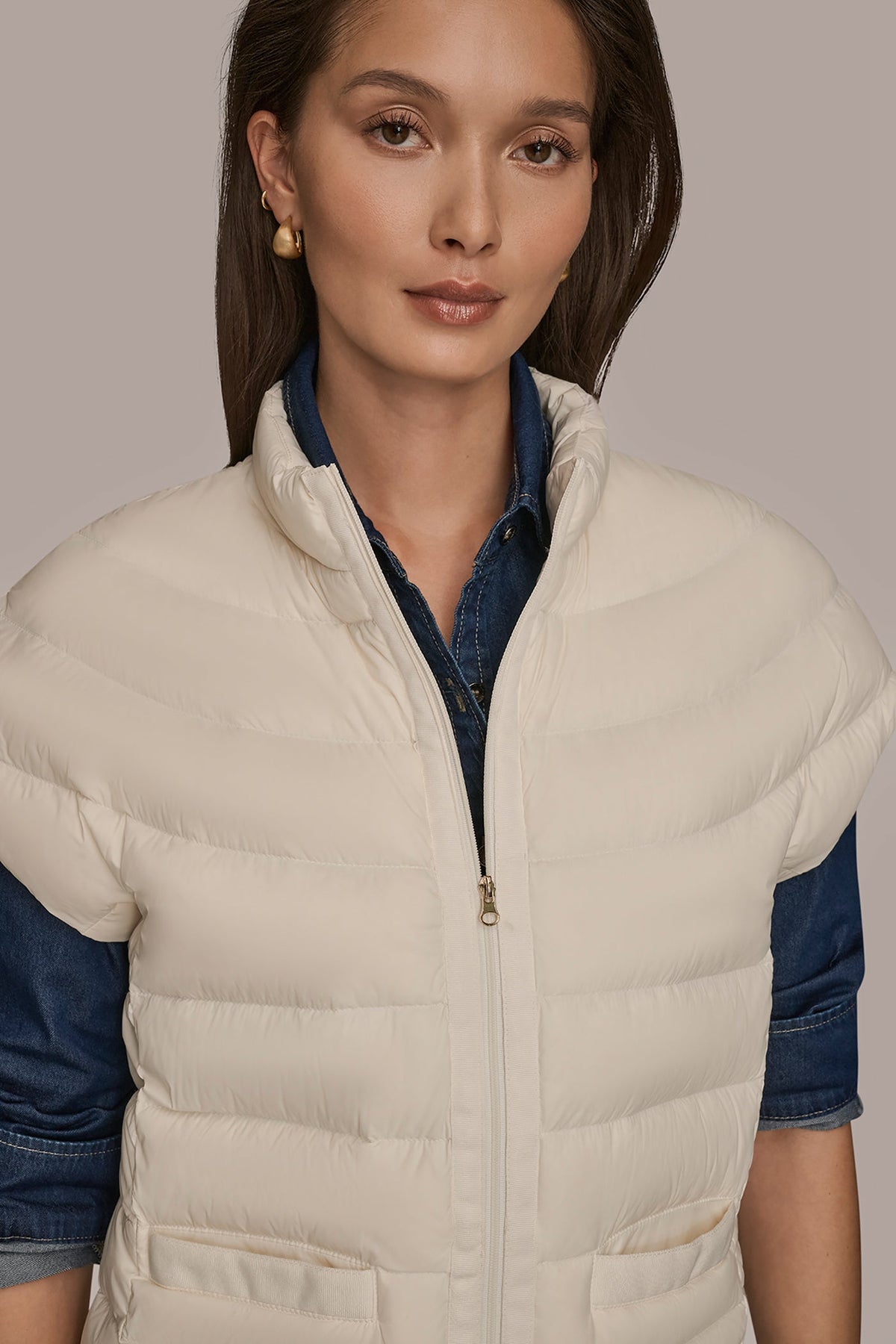 Donna Karan CAP SLEEVE PUFFER VEST