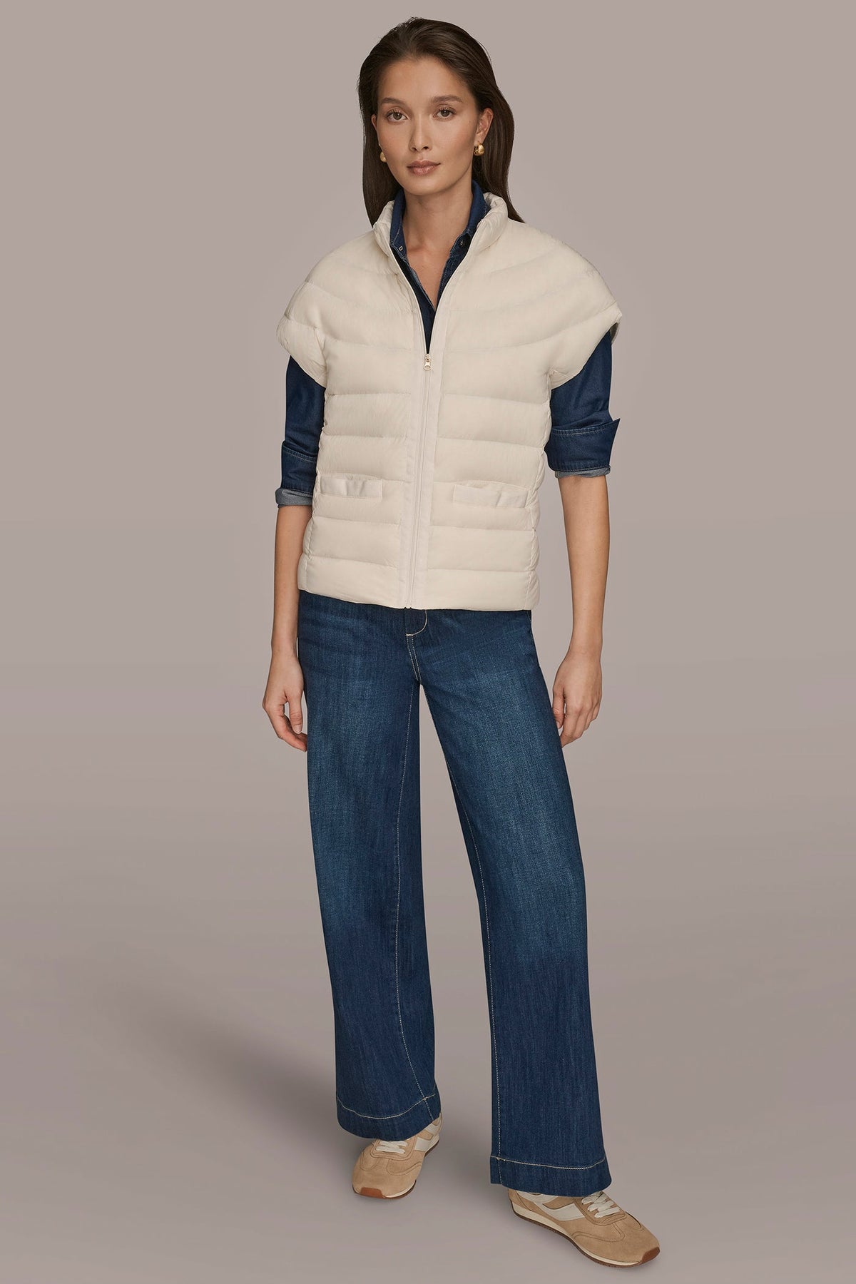Donna Karan CAP SLEEVE PUFFER VEST
