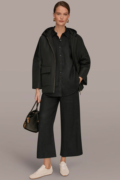 Donna Karan HOODED LIGHT QUILT JACKET