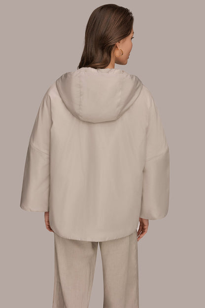 Donna Karan HOODED LIGHT QUILT JACKET