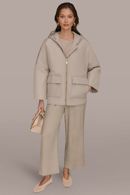 Donna Karan HOODED LIGHT QUILT JACKET