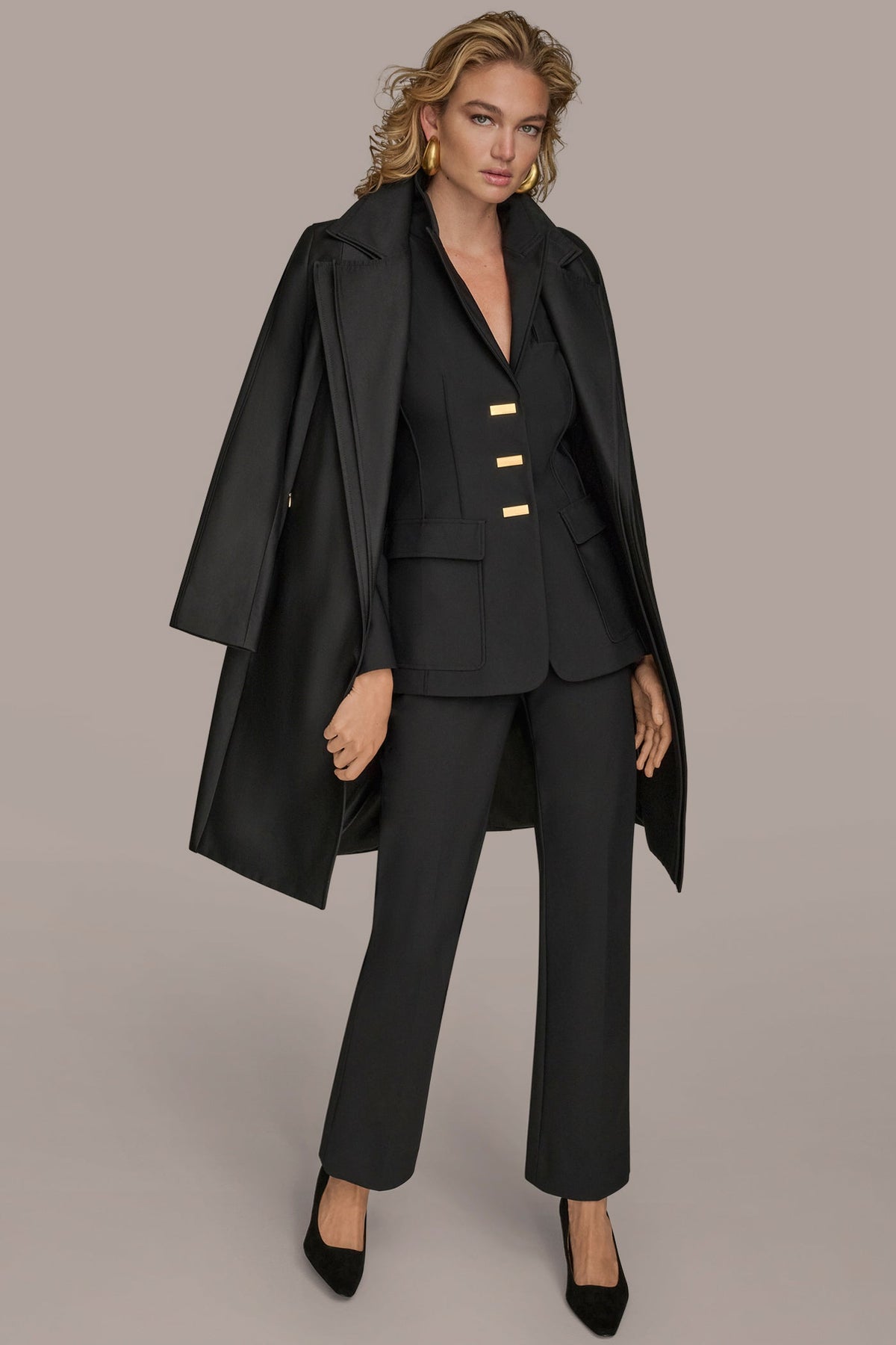 Donna Karan DOUBLE COLLAR TRENCH