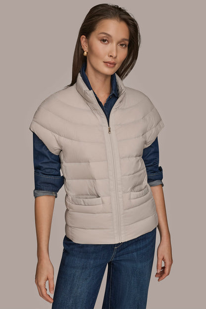 Donna Karan CAP SLEEVE PUFFER VEST