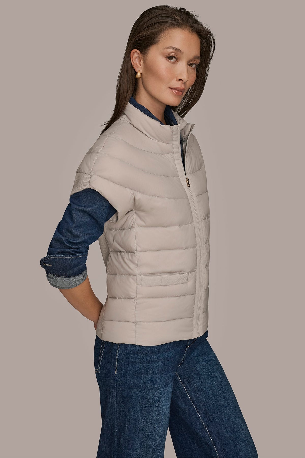 Donna Karan CAP SLEEVE PUFFER VEST