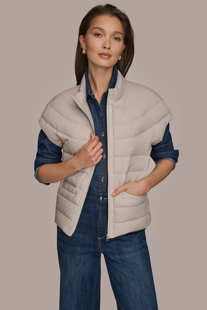 Donna Karan CAP SLEEVE PUFFER VEST